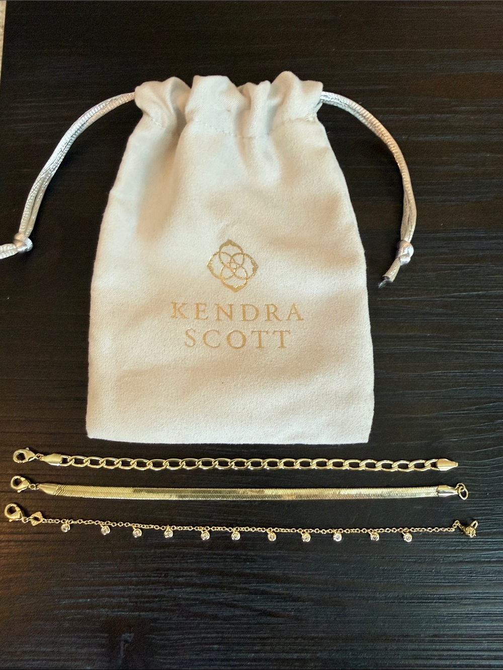 Kendra Scott Gold Layered Bracelet with CZ Drops - Picture 4 of 4